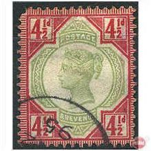 1892 SG206a 4 1/2d Green & Deep Bright Carmine VFU (PP)