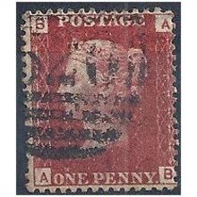 1858 SG43 1d Red Plate 111 Good+ Used Check Letters "AJ".