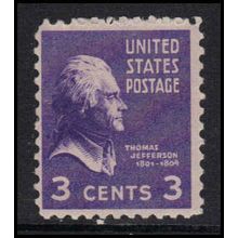 807 3c Thomas Jefferson Barely Clears MMH U2292