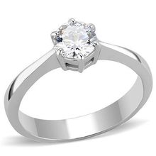 TK3252 - High polished (no plating) Stainless Steel Ring with AAA Grade CZ i...