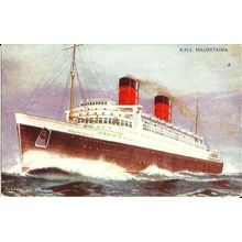 Cunard RMS MAURETANIA Bernard Church Art Postcard (Salmon 4752)