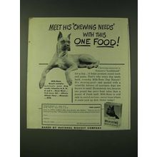 1948 Milk-Bone Dog Biscuits Ad - Meet his chewing needs with this one food