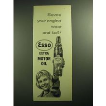 1958 Esso Extra Motor Oil Ad - Saves Your Engine Wear and Toil