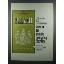 1970 Pall Mall Cigarette Ad - Lower In Tar Than King