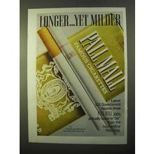 1970 Pall Mall Cigarettes Ad - Longer Yet Milder