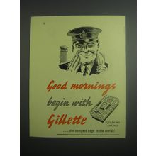 1948 Gillette Razor Blades Ad - Good mornings