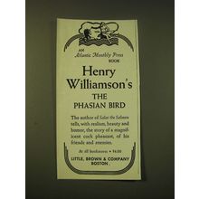 1951 Little, Brown & Company Ad - Henry Williamson's The Phasian Bird