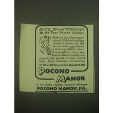 1945 Pocono Manor Ad - Skate, ski and toboggan in the true Pocono manor