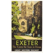 Great Western Railway Exeter & Devon Train Tours Poster Advertising Postcard