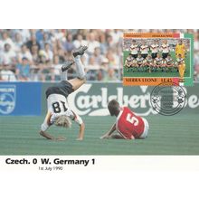 Czech Republic 0 West Germany 1 World Cup 1990 Limited Edition Stamp Postcard