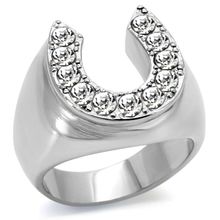 TK34532 - High polished (no plating) Stainless Steel Ring with Top Grade Crys...