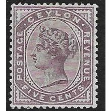 CEYLON 1886 QUEEN VICTORIA 5c MINT HINGED SG195
