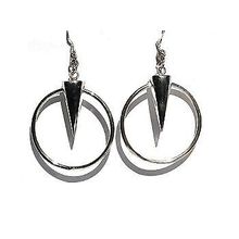Sterling Silver Large Dangling Cone In Hoop Earrings