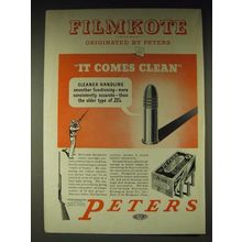 1936 Peters Filmkote Ammo & Remington Speedmaster 241 Rifle Ad - Comes Clean