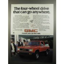 1985 GMC S-15 Jimmy Ad - Four-Wheel Drive Anywhere