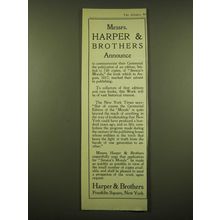 1918 Harper & Brothers Ad - Messrs. Harper & Brothers announce
