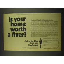 1968 Prudential Insurance Ad - Is your home worth a fiver?