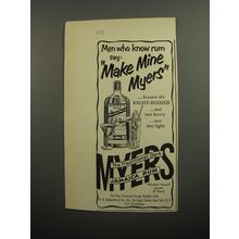 1951 Myers Rum Ad - Men who know rum say: Make Mine Myers