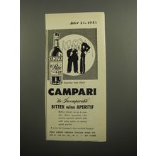 1951 Campari Aperitif Ad - Campari the incomparable bitter wine Aperitif