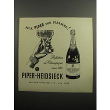 1951 Piper-Heidsieck Champagne Ad - Pick Piper for pleasure