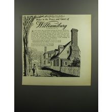 1952 Williamsburg Virginia Ad - Relax in the peace and quiet of Williamsburg