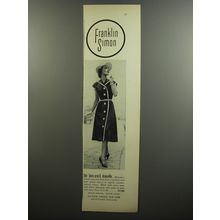1952 Franklin Simon Majestic Coat Dress Ad - The bare-arm'd deauville