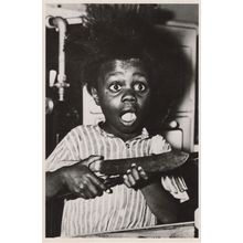 African American Boy Startled Wild Hair Buckwheat Comic Postcard