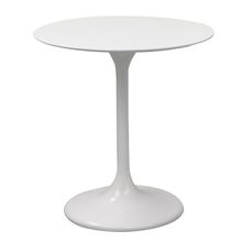 28" Round White Pedestal Stem Tulip Dining Table Lacquered Chip Resist. Wood Top