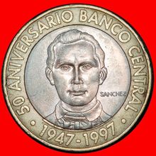 Ⰶ SANCHEZ (1817-1861): DOMINICAN★ 5 PESOS 1947-1997 BANK!★LOW START★NO RESERVE