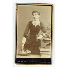 Victorian cdv photo woman basket of flowers Dublin photographer
