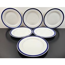 (6) American Airlines Blue Trim Salad Plates Set Vintage Syracuse China Dish Lot