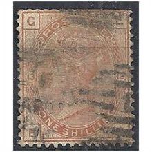 1880 SG151 1/- Orange-Brown Watermark SPRAY ROSE Good Used few cut perfs at top.