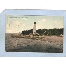 CT New Haven Lighthouse Postcard Lighthouse Point lighthouse_box1, ct_box7~92
