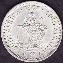 1958 South Africa 1 Shilling Silver Coin
