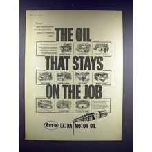 1959 Esso Extra Motor Oil Ad - Stays on the Job
