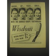 1949 Wisdom Toothbrush Ad - Brush.. Up.. Your.. Smile..