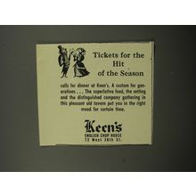 1951 Keen's English Chop House Ad - Tickets for the hit of the season