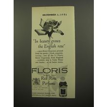 1951 Floris Red Rose Perfume Ad - In beauty grows the English Rose