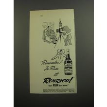 1952 Ronrico Rum Ad - Remember in rum it's Ronrico