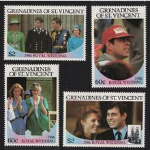 St. Vincent Gren Royal Wedding Prince Andrew 4v 1986 MNH SG#481-484 Sc#539-540