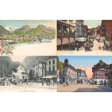 Interlaken Marktasse Haupstrasse Hotel Gruss Aus 4x Old Switzerland Postcard s