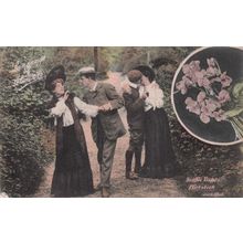 Language Of Flowers Double Violets Flirtation Romance Postcard