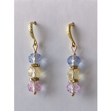 Multi-coloured Glass Beaded Earrings Gold Plated RhineStones