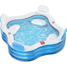QPAU Inflatable Swimming Pool, Full-Sized Blow up Pools with Seats and Backrests