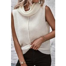 White Central Seam Cowl Neck Sweater Vest