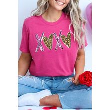 Rose Red Heart XOXO Graphic Crewneck Valentines T Shirt