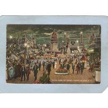 New York Coney Island Amusement Park Postcard Luna Park At Night top_box1~472