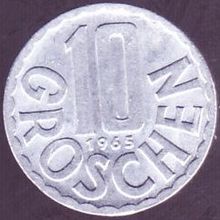 1965 Austria 10 Groschen Coin