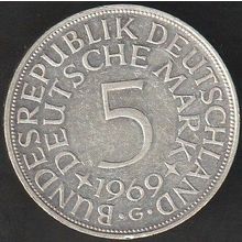 1969 G Germany 5 Mark Silver Coin