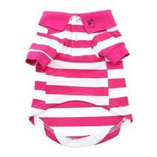 Striped Dog Polo - Pink Yarrow and White 3X-Large